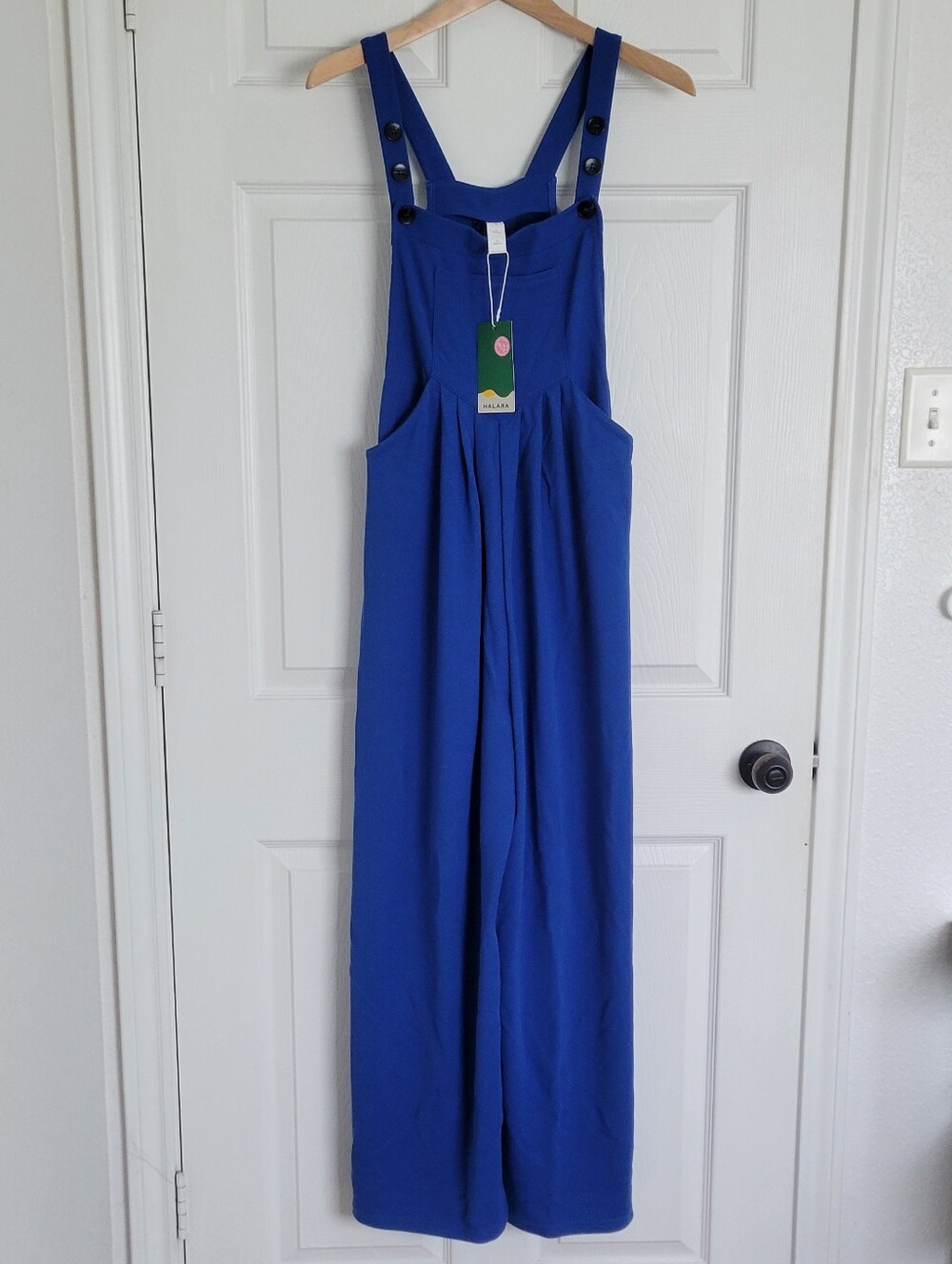 Halara Royal Blue Wide-Leg Jumpsuit Overalls with Adjustable Straps